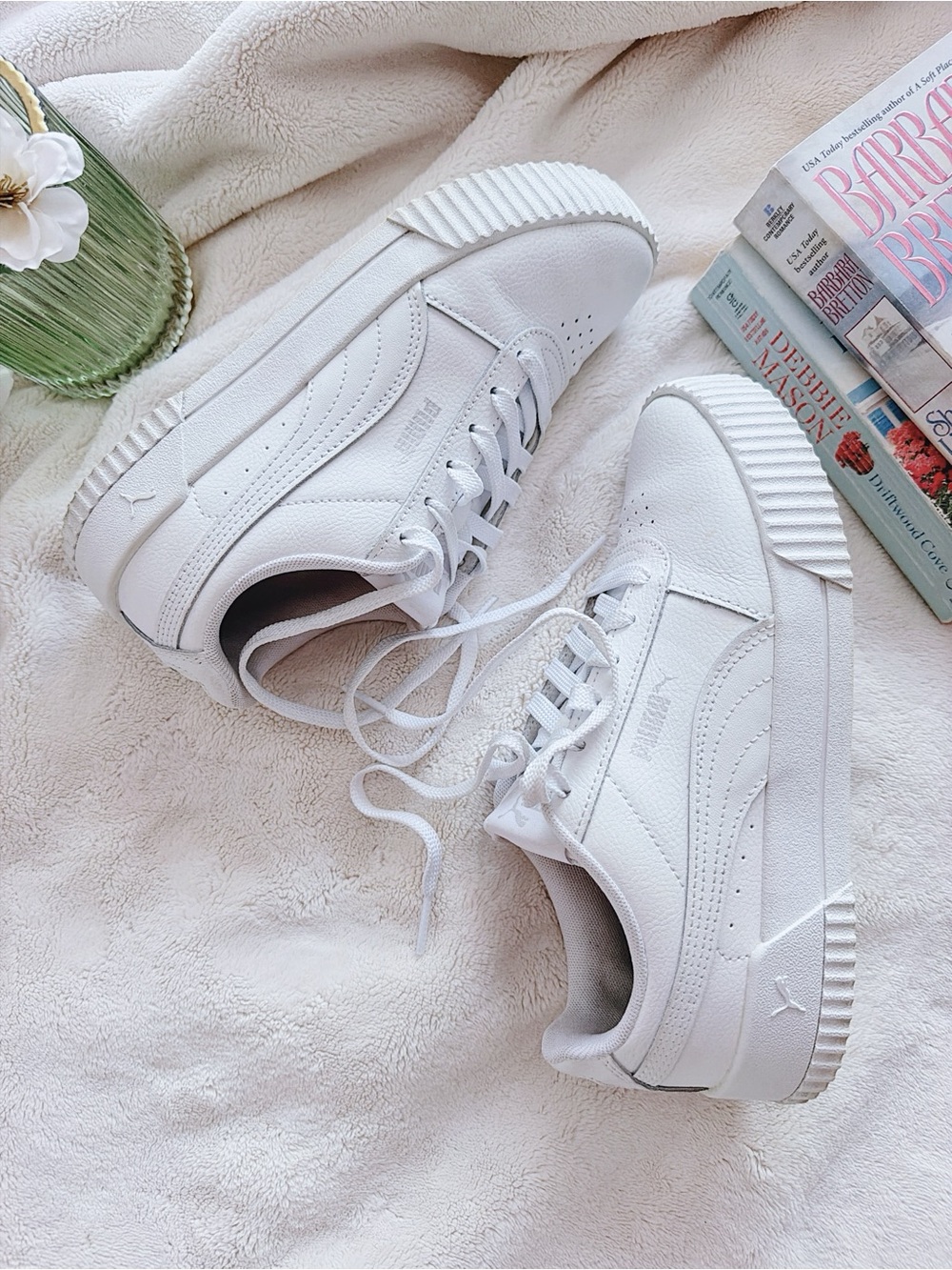 Puma White Platform Sneakers - Women's Casual Lace-Up